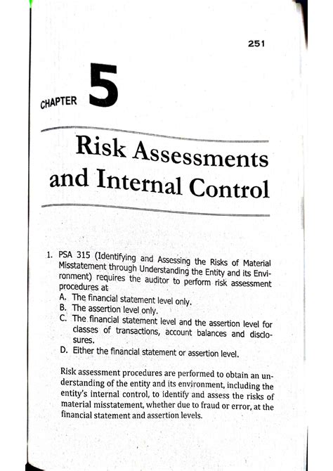 Risk Assessment And Internal Control Income Taxation Studocu