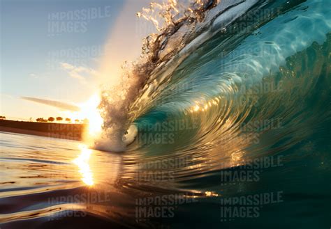 Inside a breaking wave at sunset - Impossible Images - Unique stock ...