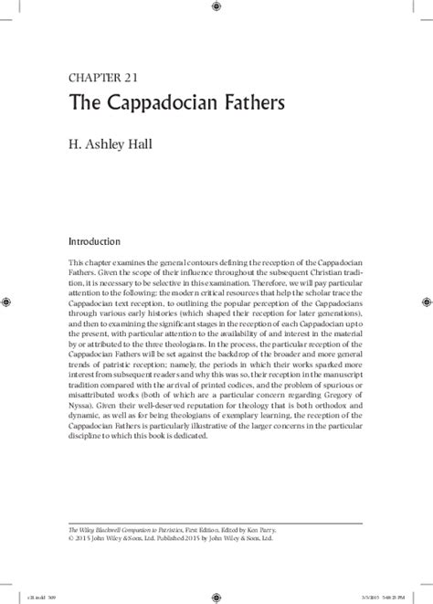 (PDF) Reception of The Cappadocian Fathers