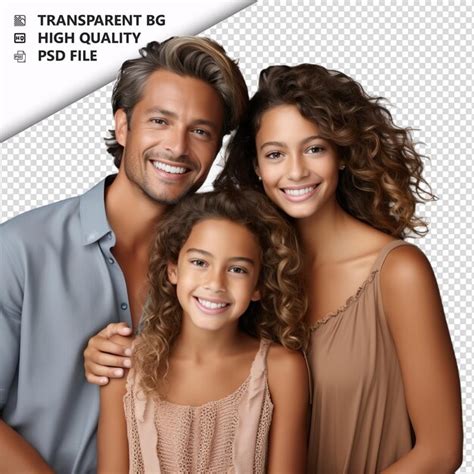 Familia latina tímida estilo ultra realista fondo blanco i Archivo PSD Premium