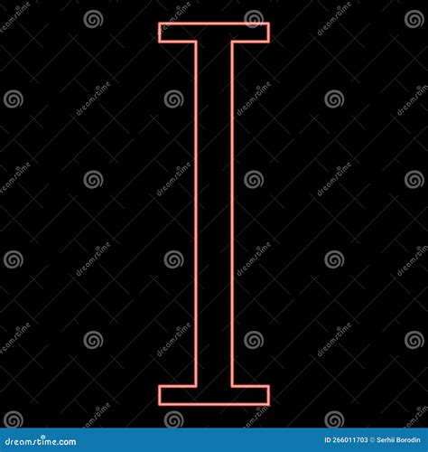 Neon Iota Greek Symbol Capital Letter Uppercase Font Red Color Vector