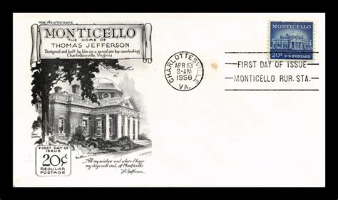 Us Cover Monticello Home Of Thomas Jefferson Fdc Lowry Aristocrats