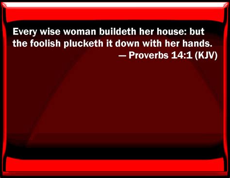 Proverbs 14 1 Every Wise Woman Builds Her House But The Foolish Plucks