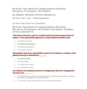 Free Test Bank For Organizations Behavior Structure Processes Th