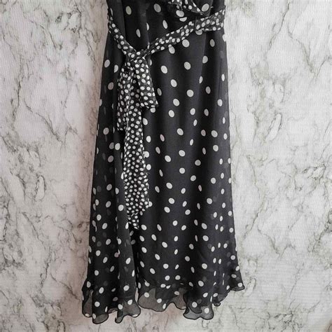 MSK Black White Polka Dot Fit Flare Dress Women S Gem