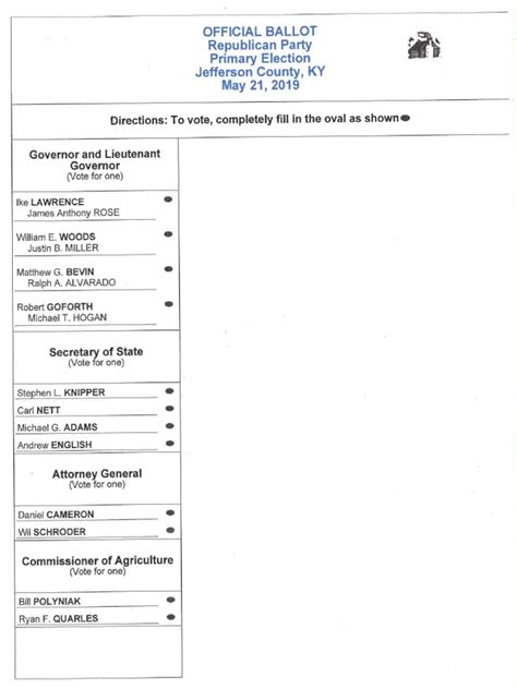 Kentucky Primary Ballot Sample 2019 November Events Federal