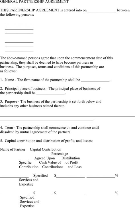 Simple Partnership Agreement Template