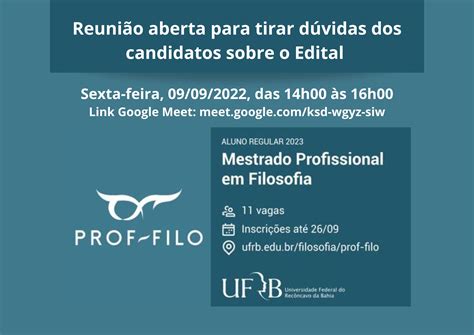 Mestrado Profissional Em Filosofia Prof Filo Ufrb