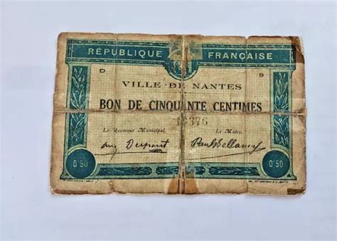 Billet De Necessite Centimes Chambre De Commerce De Nantes