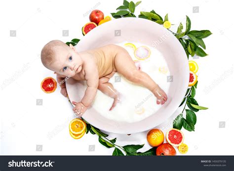 Cute Naked Infant Milk Bath Citrus Stock Photo Shutterstock