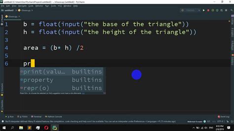 How To Find Area Of Triangle Given Base And Height In Python Youtube