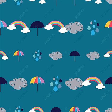 Seamless Turquoise Background With Rainy Weather Pattern Design Vector