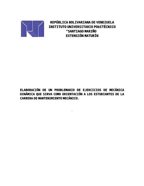 DOC Elaboración de Un Problemario de Ejercicios de Mecánica Dinámica