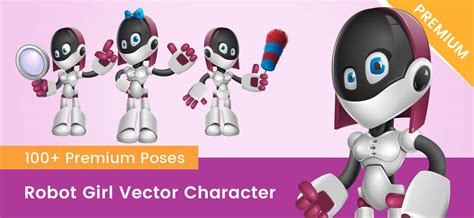 Robot Girl Vector Cartoon - Vector Characters