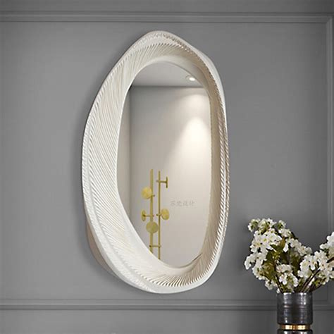 White Wood Framed Asymmetrical Mirror- CharmyDecor