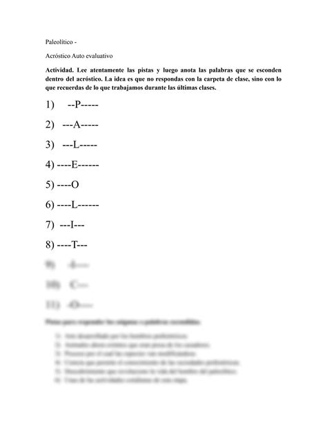 Solution Paleol Tico Avtividad Acrostico Studypool