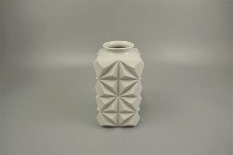 Rare White Op Art Vintage Vase Rieber Mitterteich 2106 17 Germany