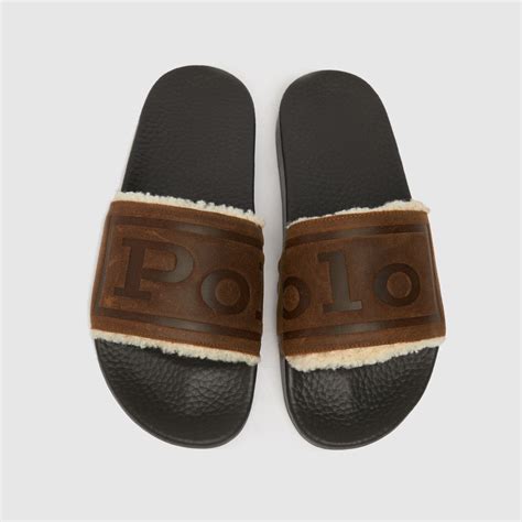 Polo Ralph Lauren Brown Cayson Slide Shearling Sandals ShoeFreak