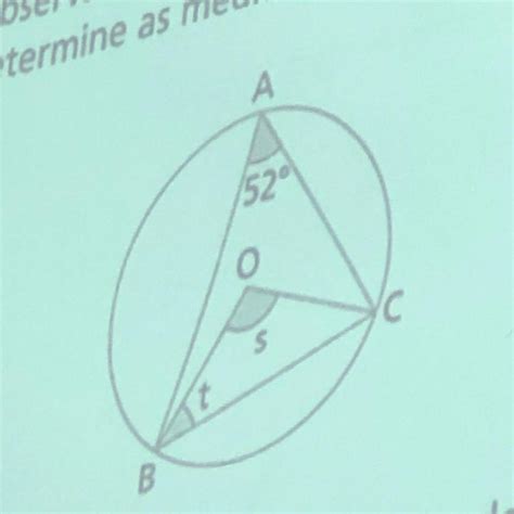Observando a circunferência da figura determine as medidas s e t