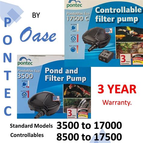 Oase Pontec Pondomax Eco Pond Koi Waterfall Filter Pump 3 Year Low