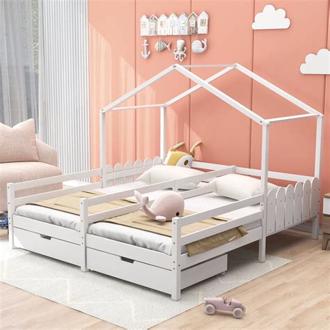 Kinderhuis Bedframe X Cm Tweepersoonsbed Houten Stapelbed Met