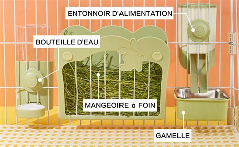 Septillar Mangeoire Foin Lapin Kit D Alimentation En Avec Gamelle