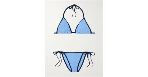 Hunza G Gina Seersucker Bikini In Blue Lyst
