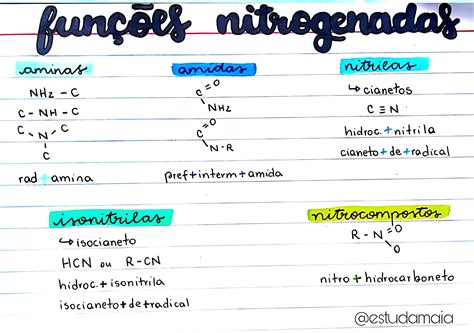 MAPA MENTAL SOBRE FUNÇÕES NITROGENADAS - Maps4Study