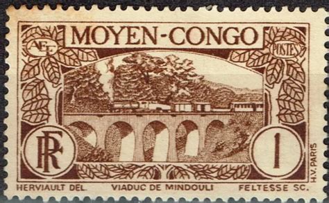 Pont Ferroviaire Fran Ais Moyen Congo Afrique Quatoriale Timbre De