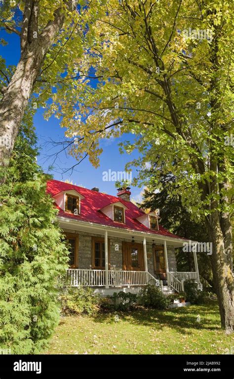 Old Circa 1832 Canadiana Cottage Style Fieldstone Home With Red Sheet