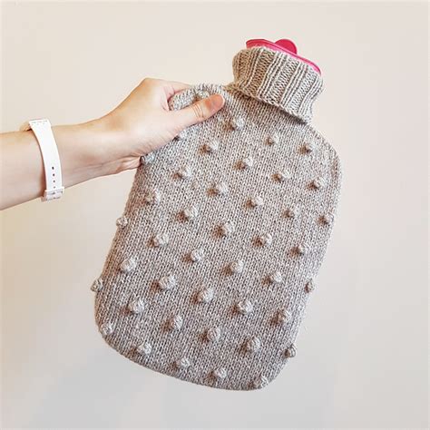 Bobble Hot Water Bottle Cover Free Knitting Pattern