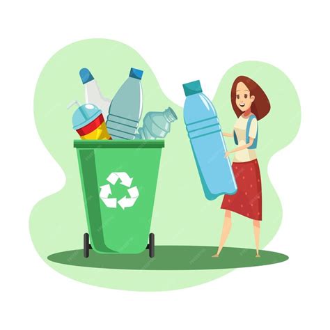 premium vector plastic pollution illustration set  girl sorts