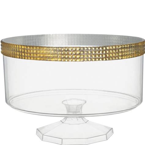 Gold Rhinestone Clear Plastic Trifle Container 80oz Party City