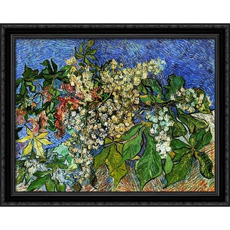 Blossoming Chestnut Branches 34x28 Large Black Ornate Wood Framed