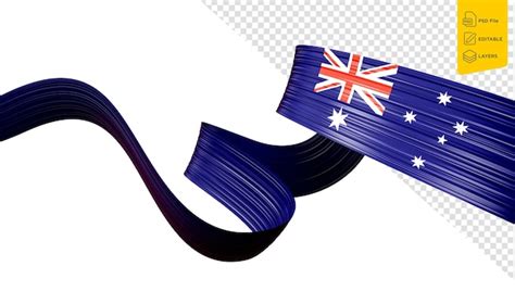 Australian Flag Wavy Abstract Ribbon Of Australia On White Background