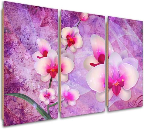 Feeby Obraz Trzyczęściowy Deco Panel Orchidea Kwiaty Abstrakcja 90x60