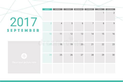 En Septiembre De 2017 Calendario Ilustración Del Vector Ilustración