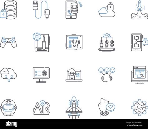 Information Defense Line Icons Collection Encryption Firewall