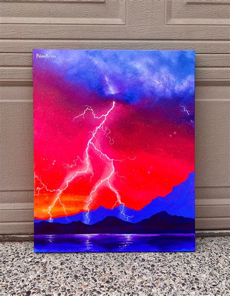 Lightning Strike 16in X 20in Painting - Etsy