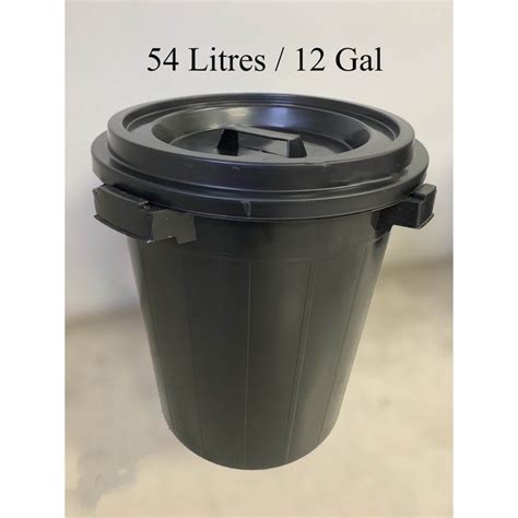 Black Pail With Cover 12 Gallon 4012b Tong Sampah Hitam Black