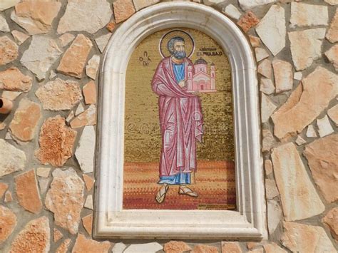 Icon Of God On The Wall Near The Church Of Ayia Napa Cyprus April