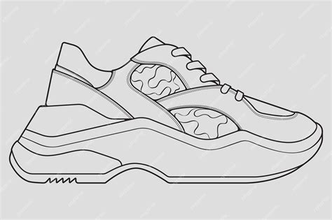 Premium Vector Outline Cool Sneakers Shoes Sneaker Outline Drawing