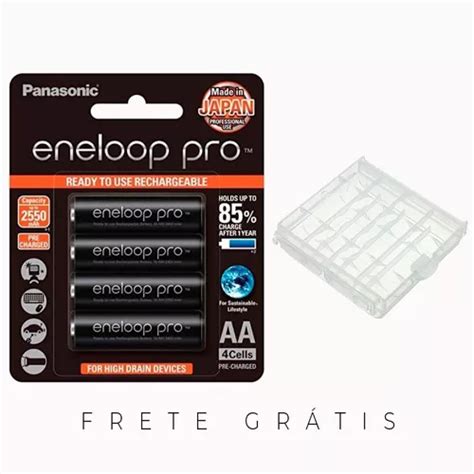 Kit 4 Pilhas Aa Panasonic Eneloop Pro Recarregáveis 5case