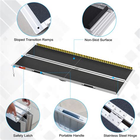 Vnn Portable Wheelchair Ramp Ft Non Slip Aluminum Folding Handicap