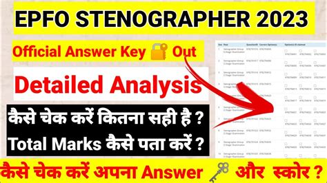 EPFO Steno Answer Key Out कस चक कर कतन सह ह EPFO Steno