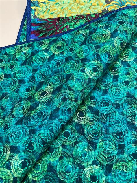 Quilted Dining Table Runner Kaffe Fassett Bright Blue Green Etsy