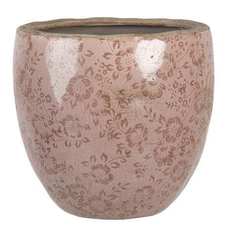 Clayre Eef Plant Pot Pink Ceramic Round Set Of 3