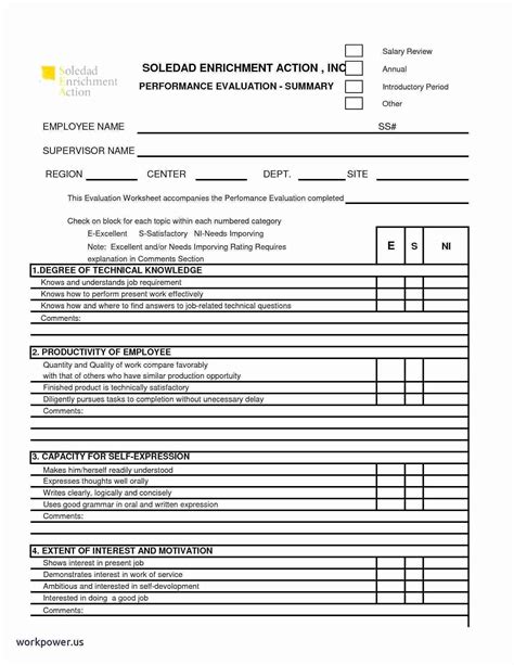 Supervisor Performance Review Template