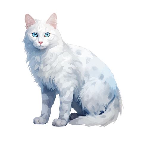 Ilustración de un gato blanco con ojos azules | Vector Premium