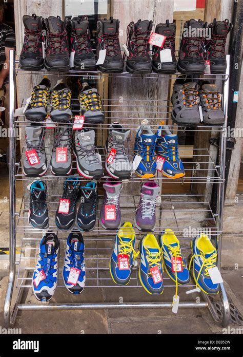 Outdoor Shoe Display Rack North Face Peter Storm Stock Photo - Alamy